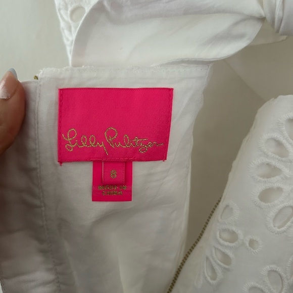 Lilly Pulitzer White Pinwheel Eyelet Shelli Cotton Dress Size 8 - Picture 9 of 10